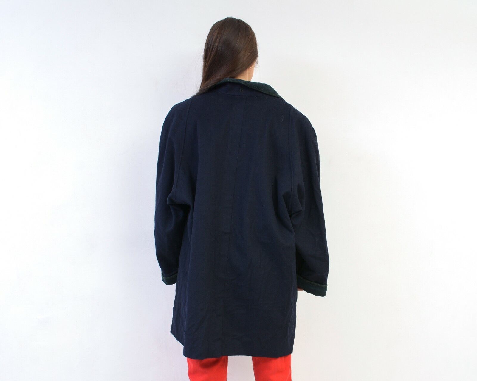 Vintage Loden 80s Alpaca Wool Coat Jacket Overcoat Blue Button Up Size L / US 10 / IT 46 - 4 Thumbnail
