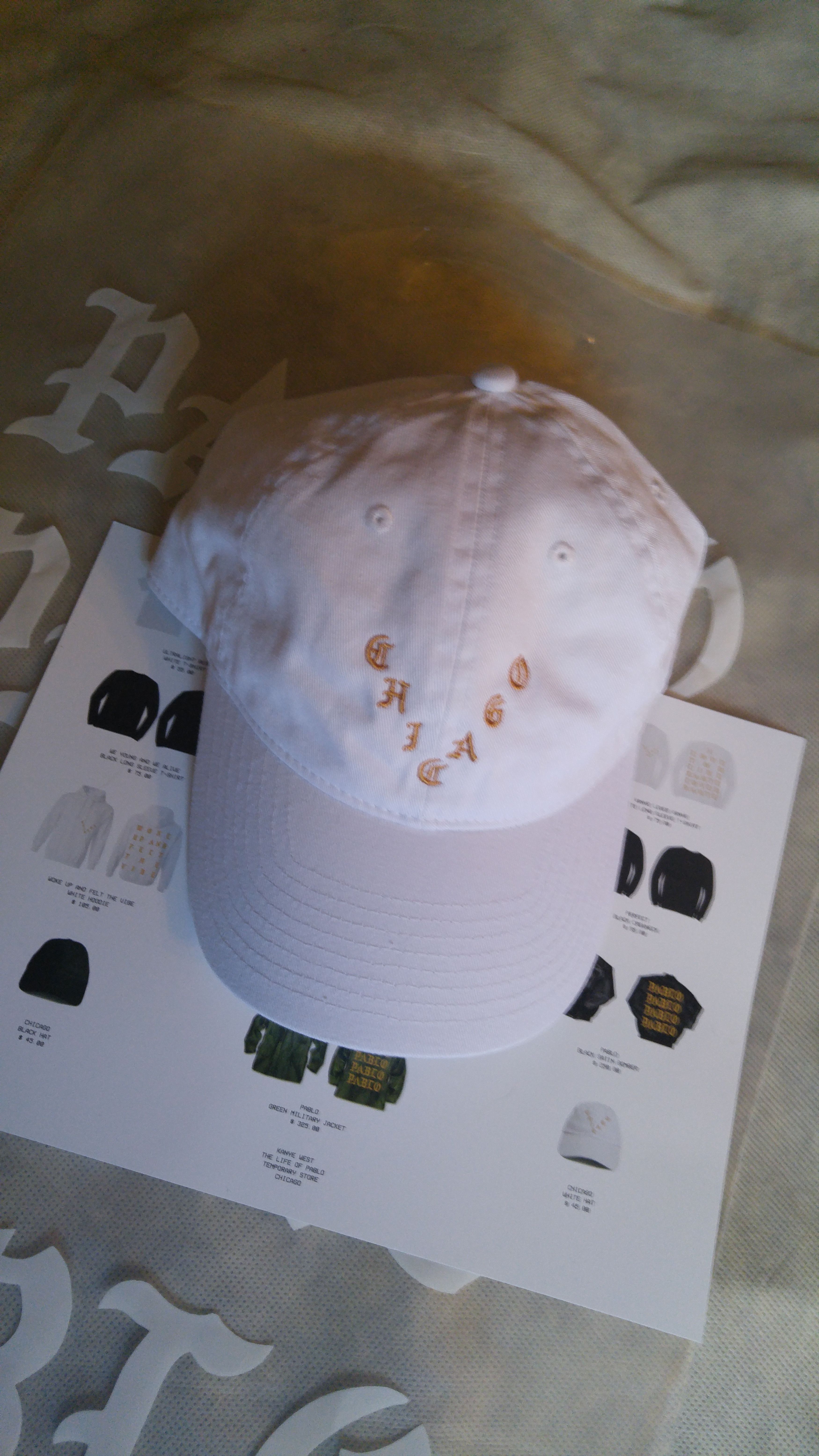 Gold Embroidered Chicago Hat by Ye in White
