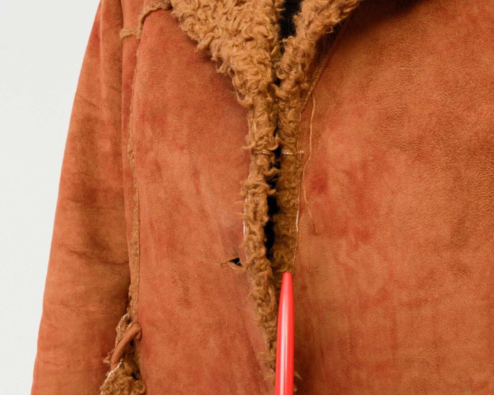 Leather × Vintage Faux Suede Faux Fur Jacket Coat Afghan Warm Overcoat Belted Size L / US 10 / IT 46 - 5 Thumbnail