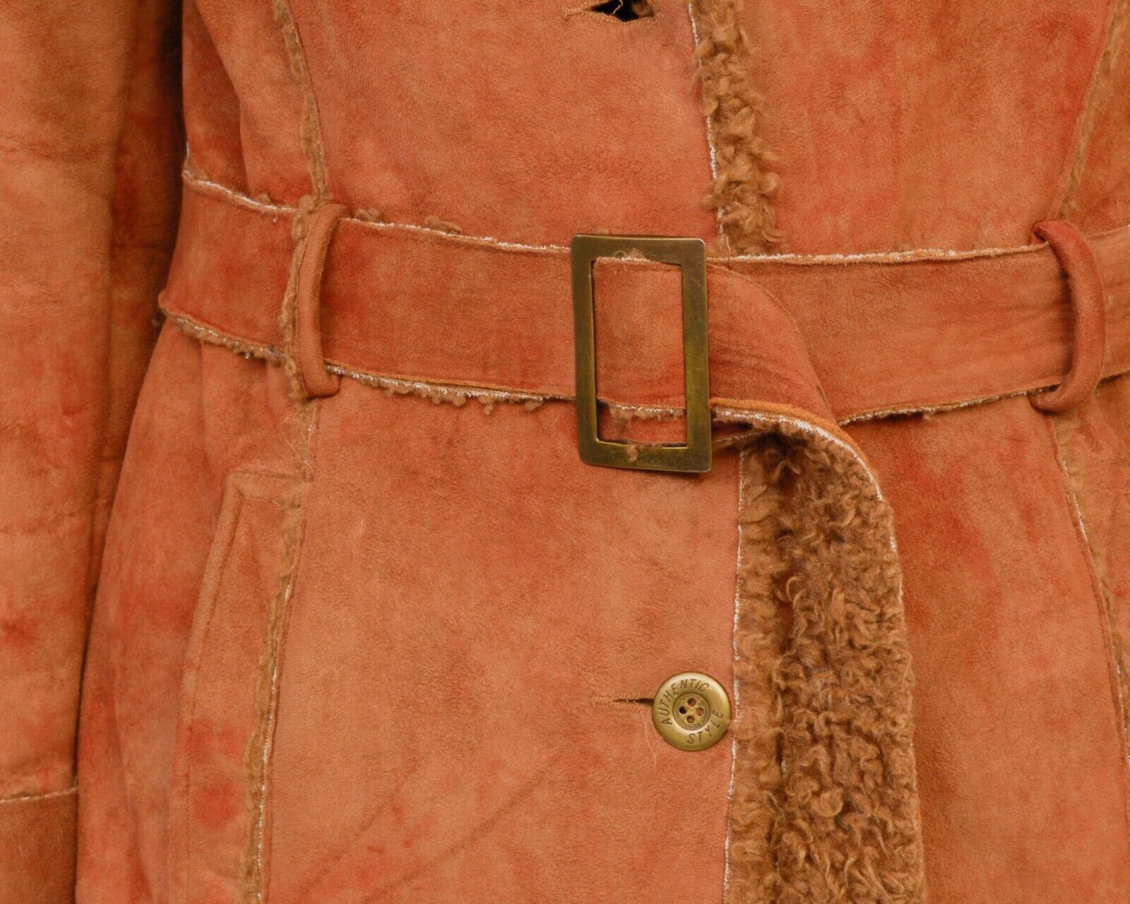 Leather × Vintage Faux Suede Faux Fur Jacket Coat Afghan Warm Overcoat Belted Size L / US 10 / IT 46 - 7 Thumbnail