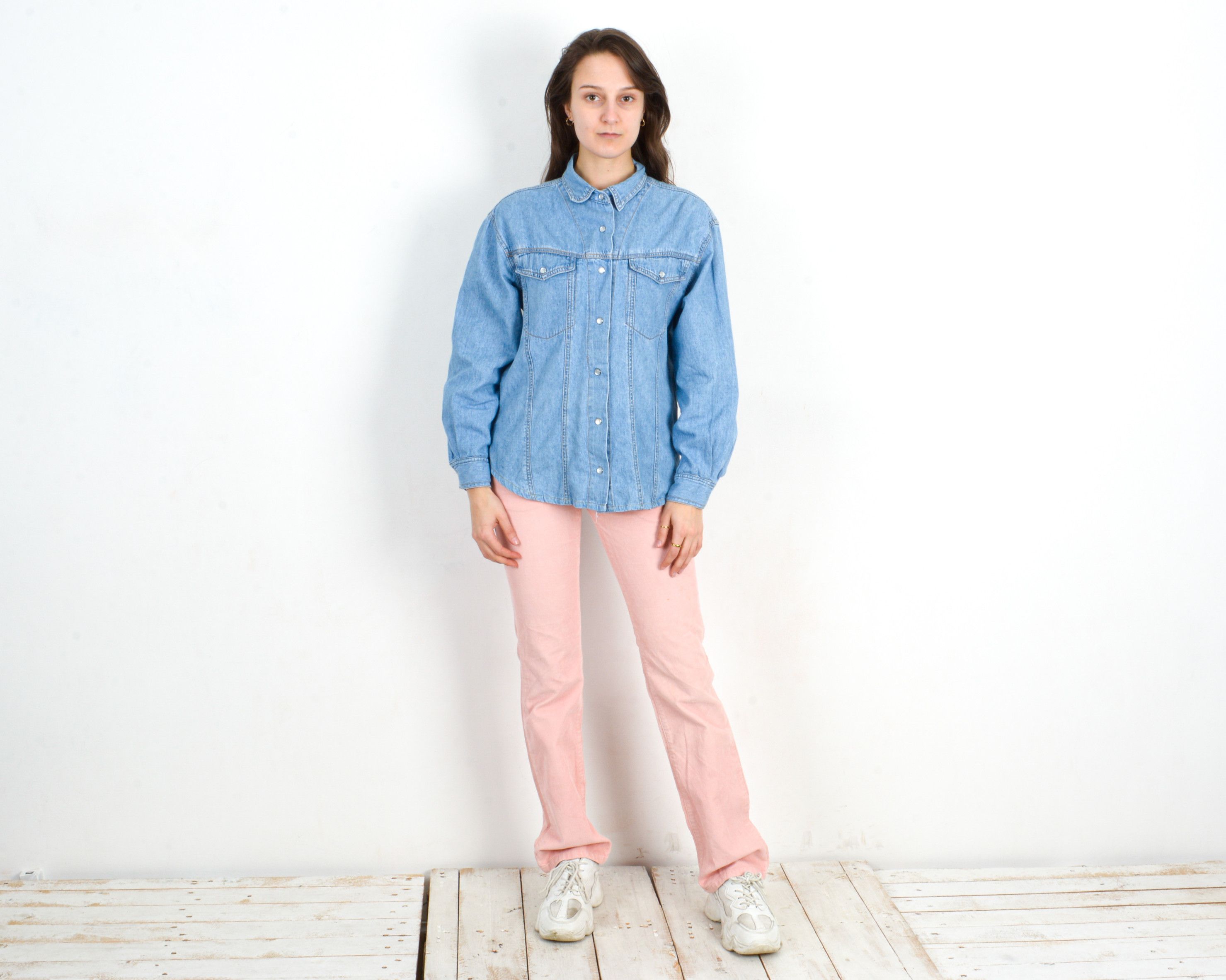 Other × Vintage BRAM'S PARIS Denim Jean Jacket Pearl Snap Buttons Over Shirt Size M / US 6-8 / IT 42-44 - 2 Thumbnail