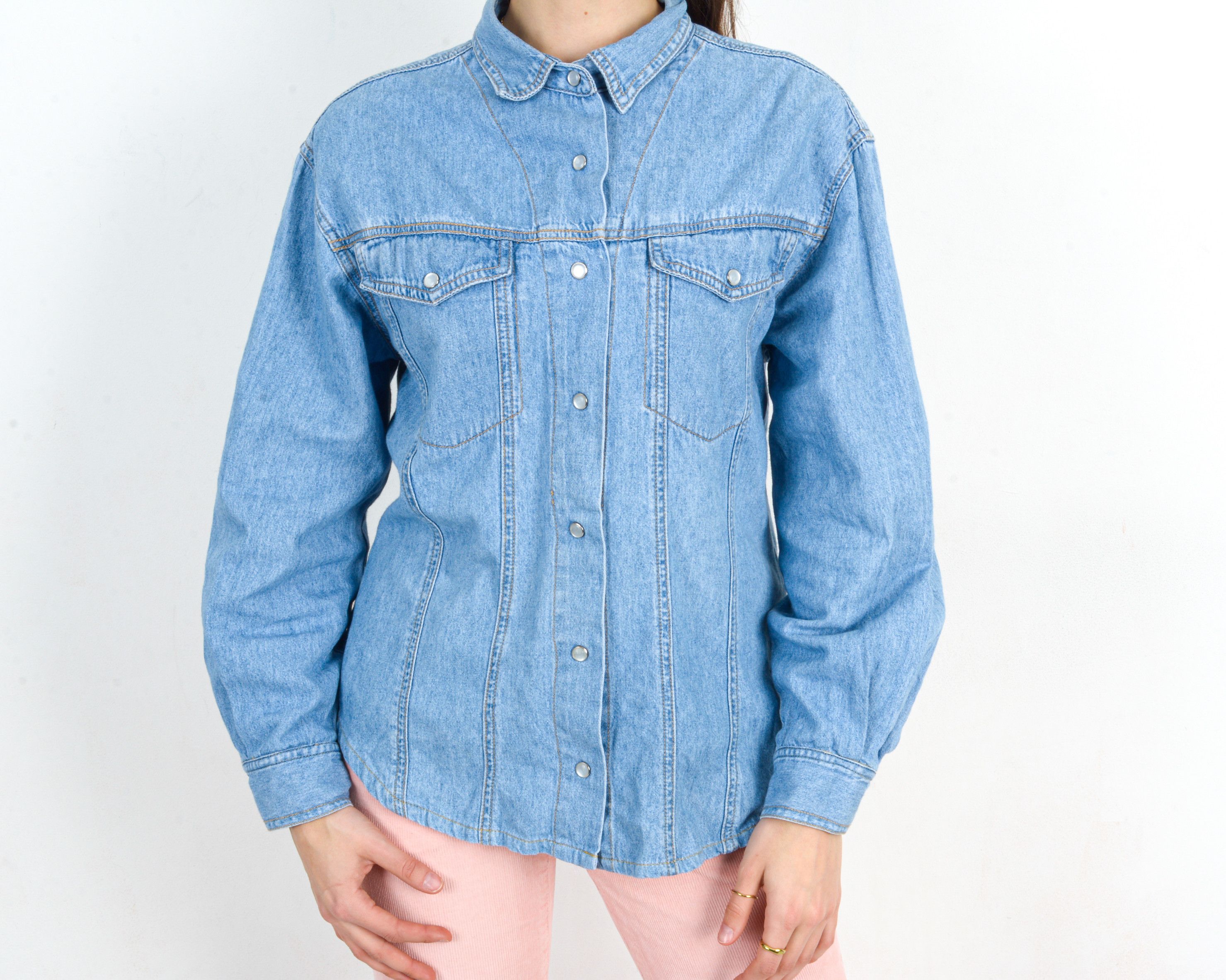 Other × Vintage BRAM'S PARIS Denim Jean Jacket Pearl Snap Buttons Over Shirt Size M / US 6-8 / IT 42-44 - 3 Thumbnail