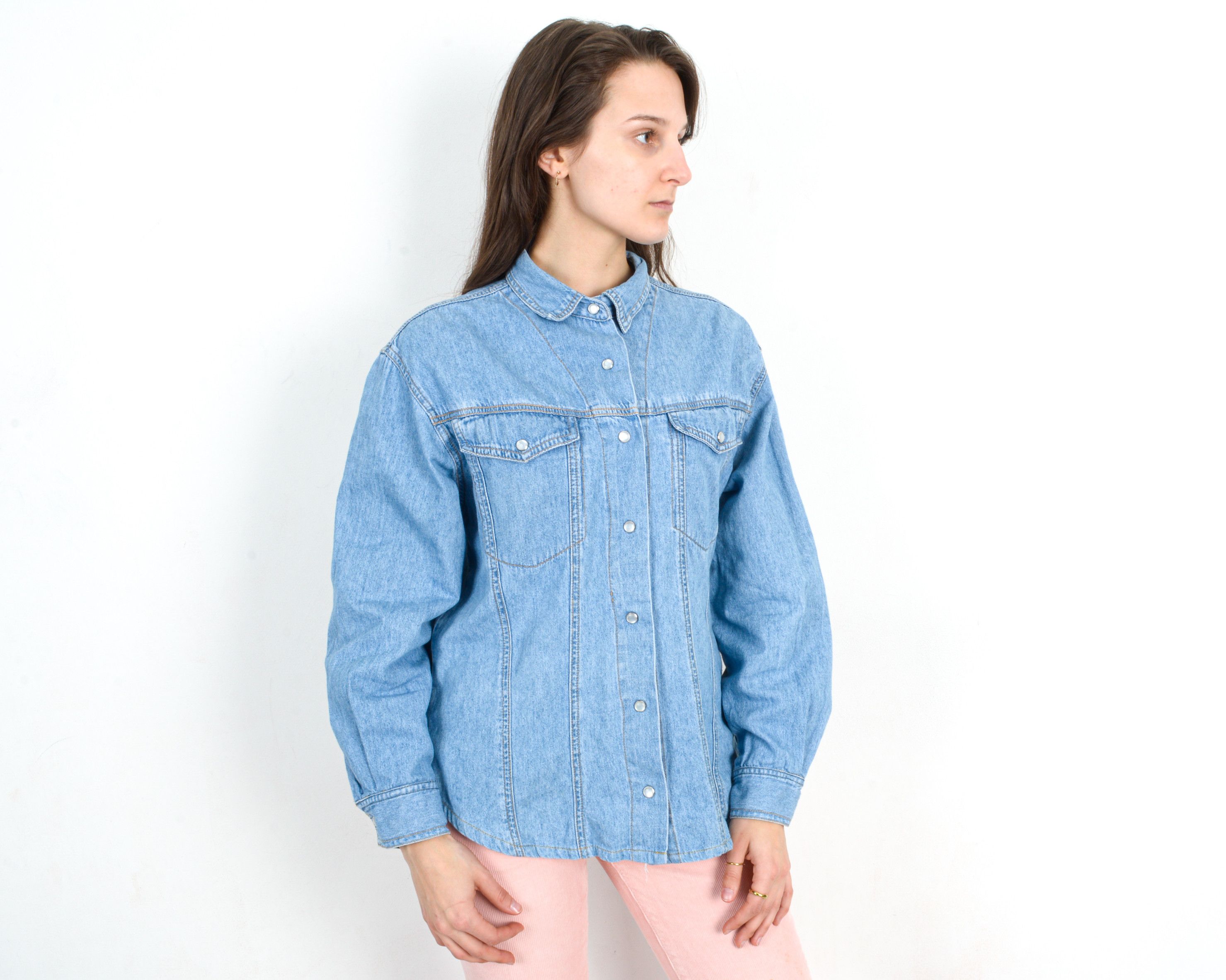 Other × Vintage BRAM'S PARIS Denim Jean Jacket Pearl Snap Buttons Over Shirt Size M / US 6-8 / IT 42-44 - 1 Thumbnail