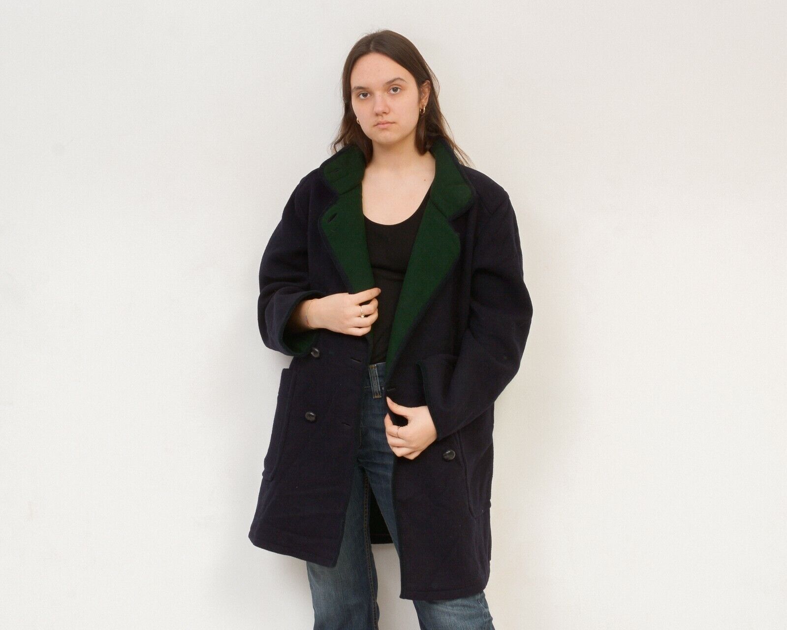 Schneiders × Vintage Schneidrs Loden Wool Coat Jacket Overcoat Blue Green Warm Size L / US 10 / IT 46 - 4 Thumbnail