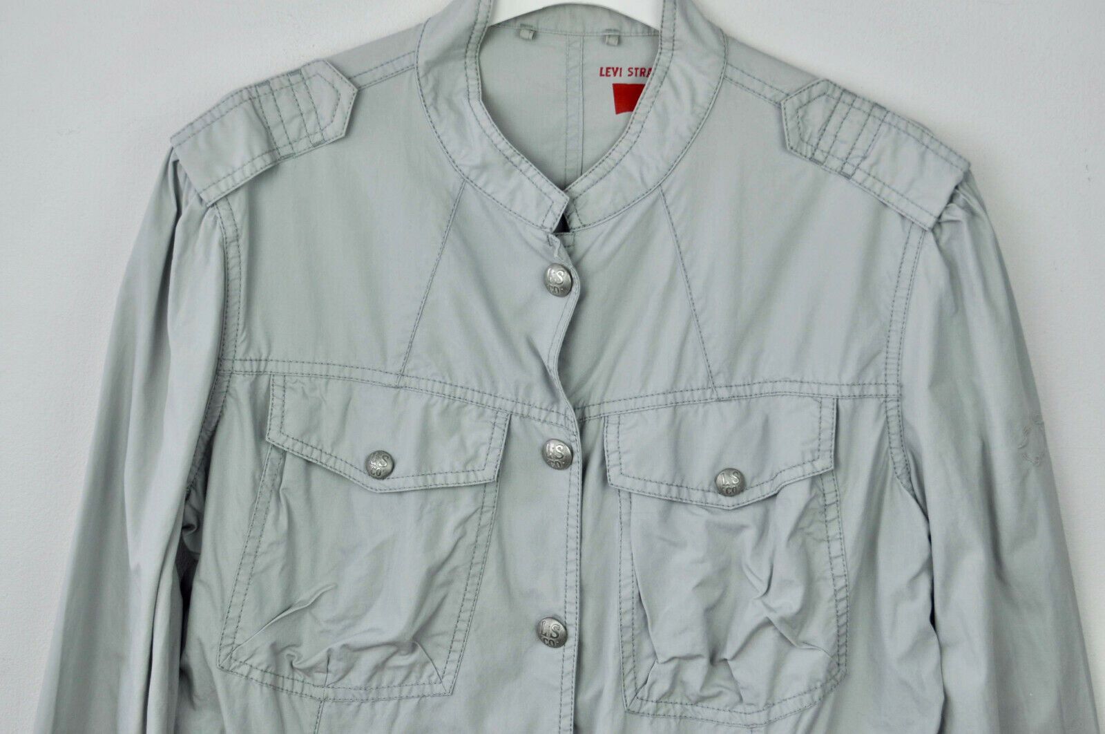 Levi's Women L 100% Cotton Button Up Jacket Lightweight Blazer Coat Size L / US 10 / IT 46 - 2 Thumbnail