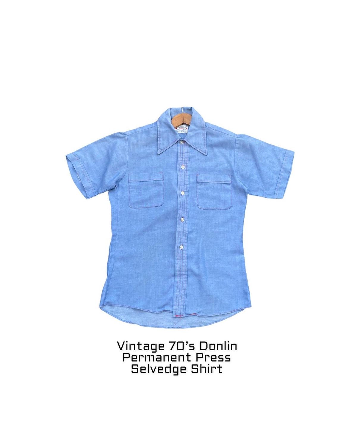 Vintage Vintage 70’s Donlin Permanent Press Selvedge Shirt Size US M / EU 48-50 / 2 - 1 Thumbnail