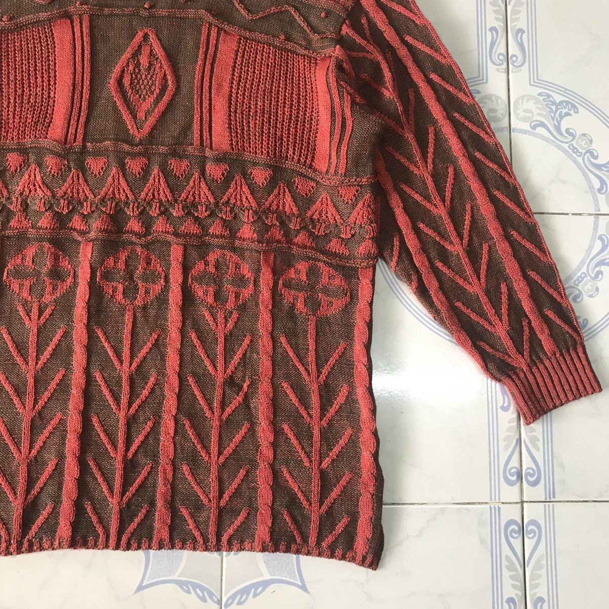 Japanese Brand Leucate Nice Cable Knit Art Style Jumper Size M / US 6-8 / IT 42-44 - 4 Thumbnail