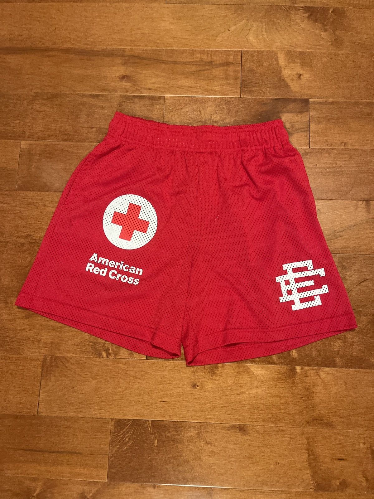 Eric Emanuel Drop For Drop American Red￼ Cross Shorts With Sizing Tips 