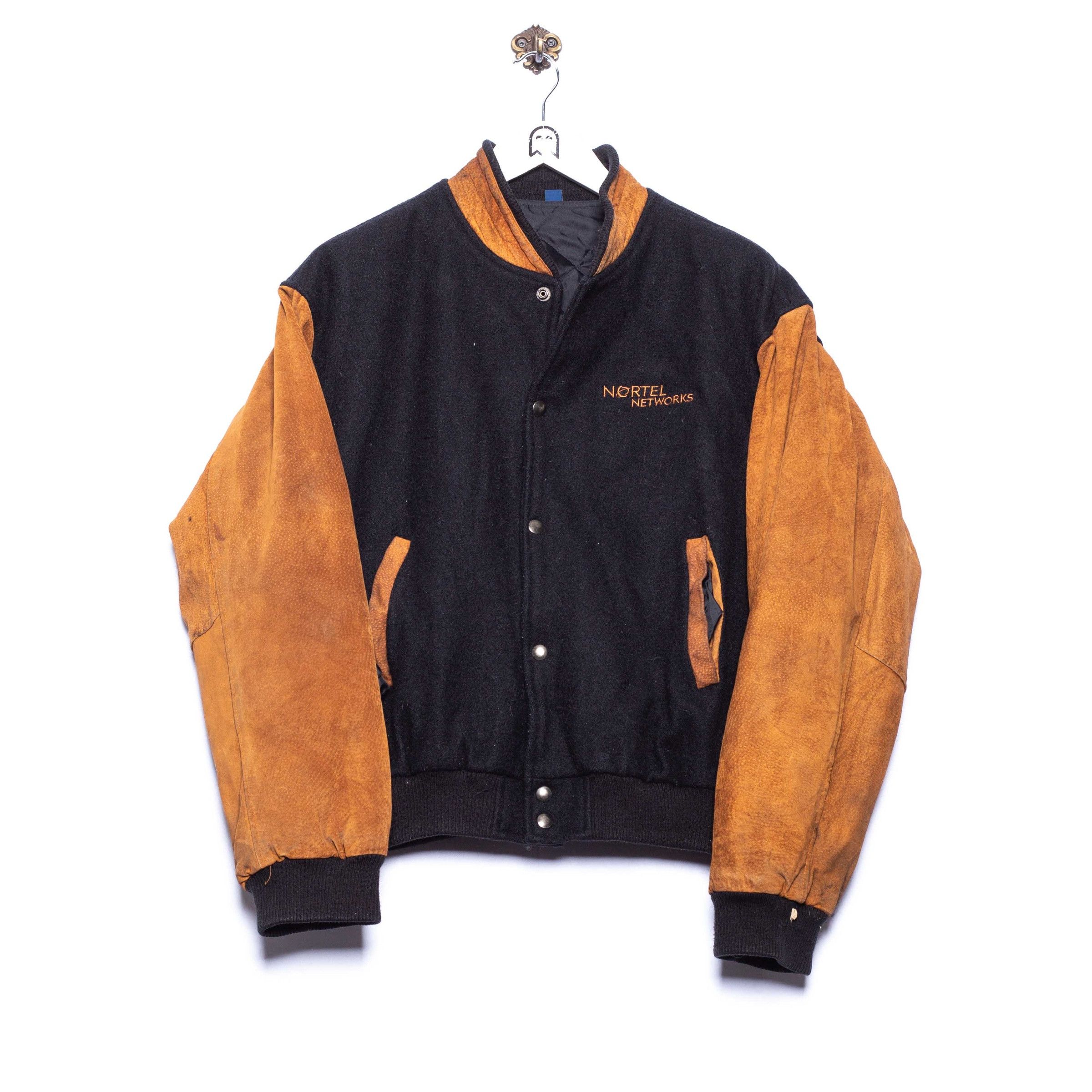Vintage Vintage College jacket Nortel Network Stick black/brown | Grailed