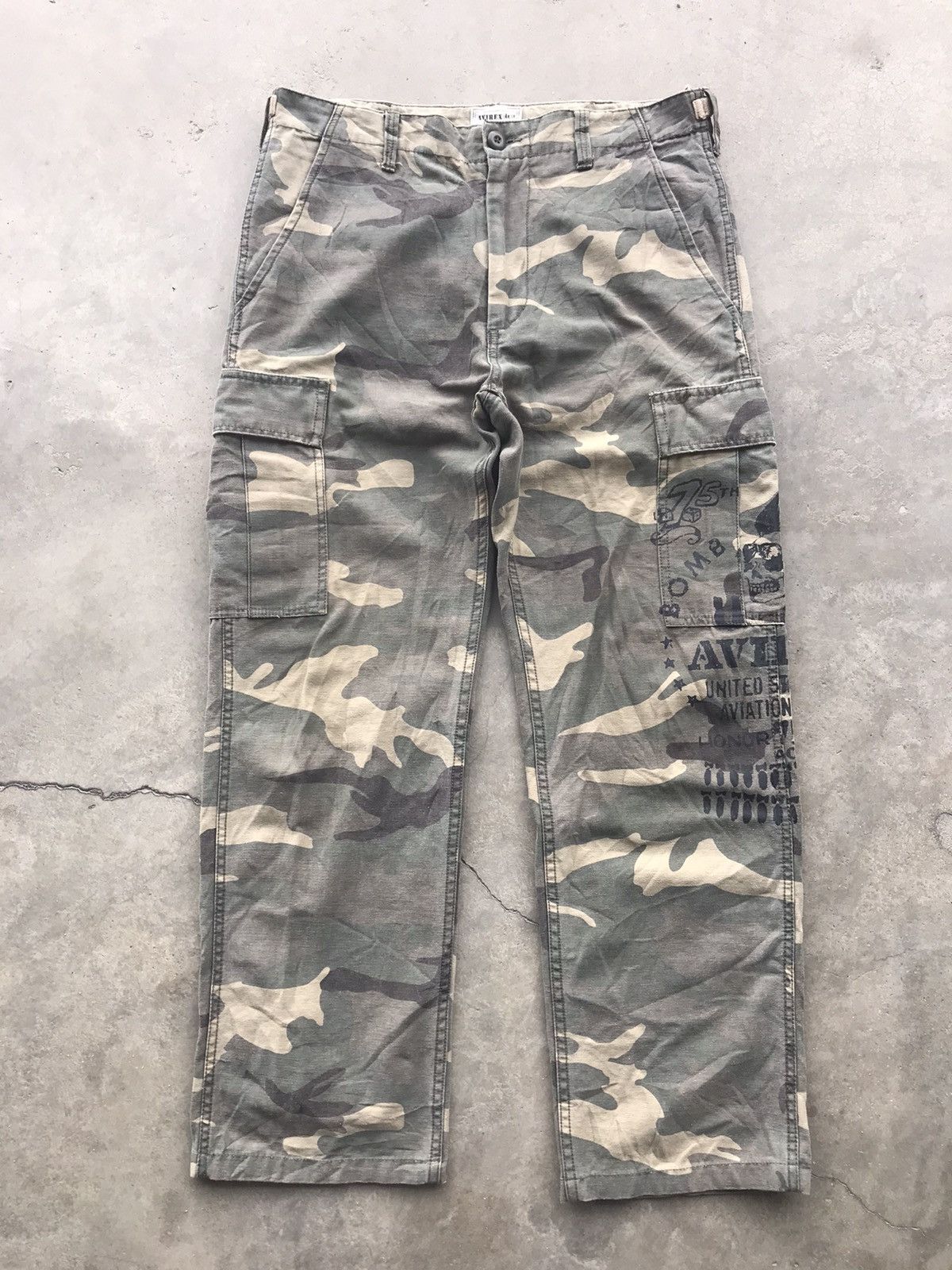 Avirex AVIREX 75th Anniversary Spell Out 13 Bomb Print Cargo Pant Size US 33 - 3 Thumbnail