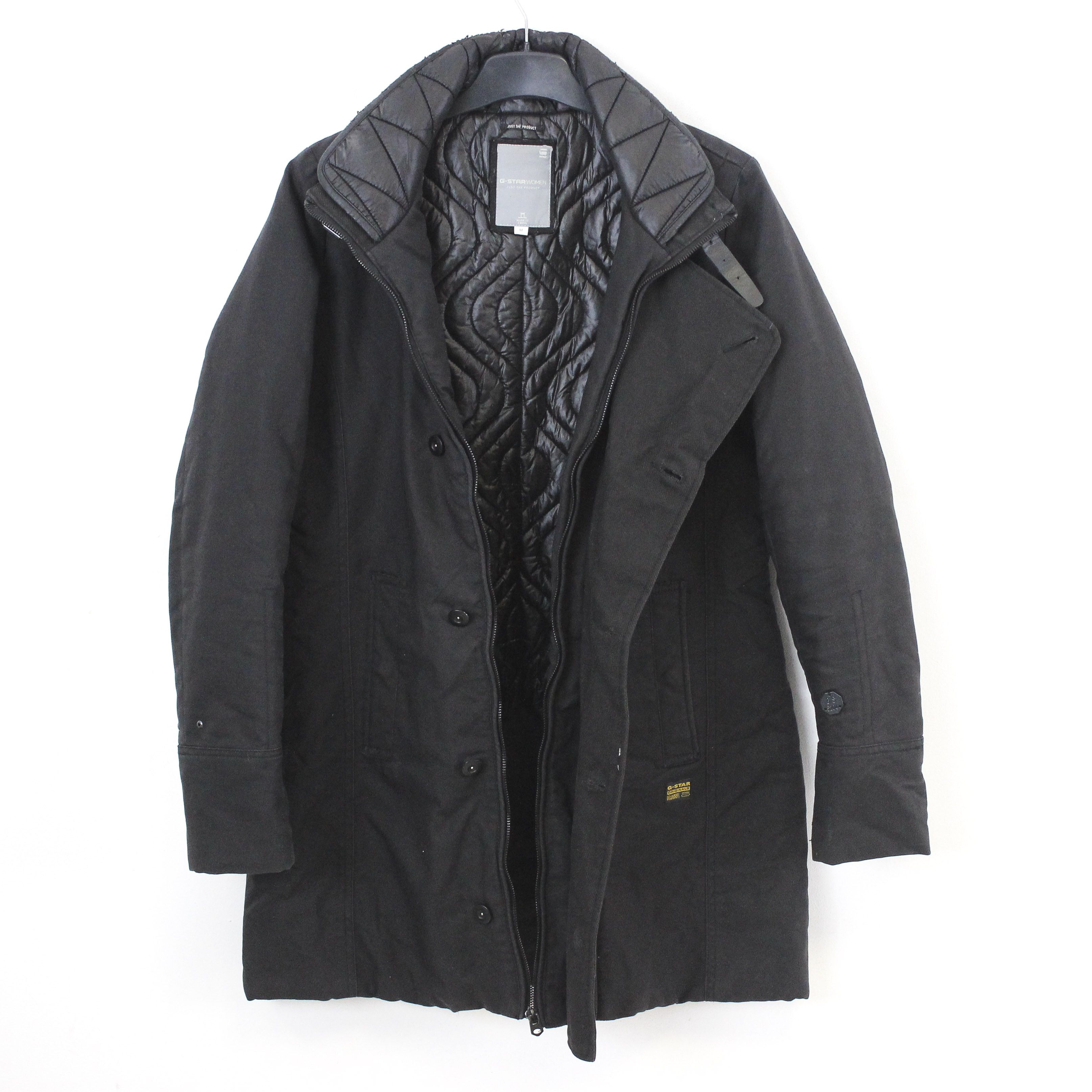 G-Star Minor Trench Jacket Over Coat Black Zip Up Mac Rain Winter Size S / US 4 / IT 40 - 2 Thumbnail