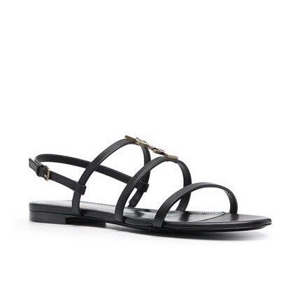 Saint Laurent YSL Logo Cassandra Leather Sandals