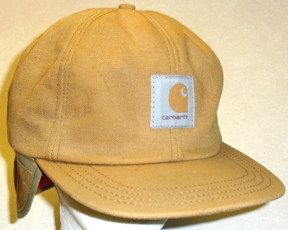 2000'S Carhartt Ear Flap Cap, One Size Fits All cotton brown type Vintage Second Hand