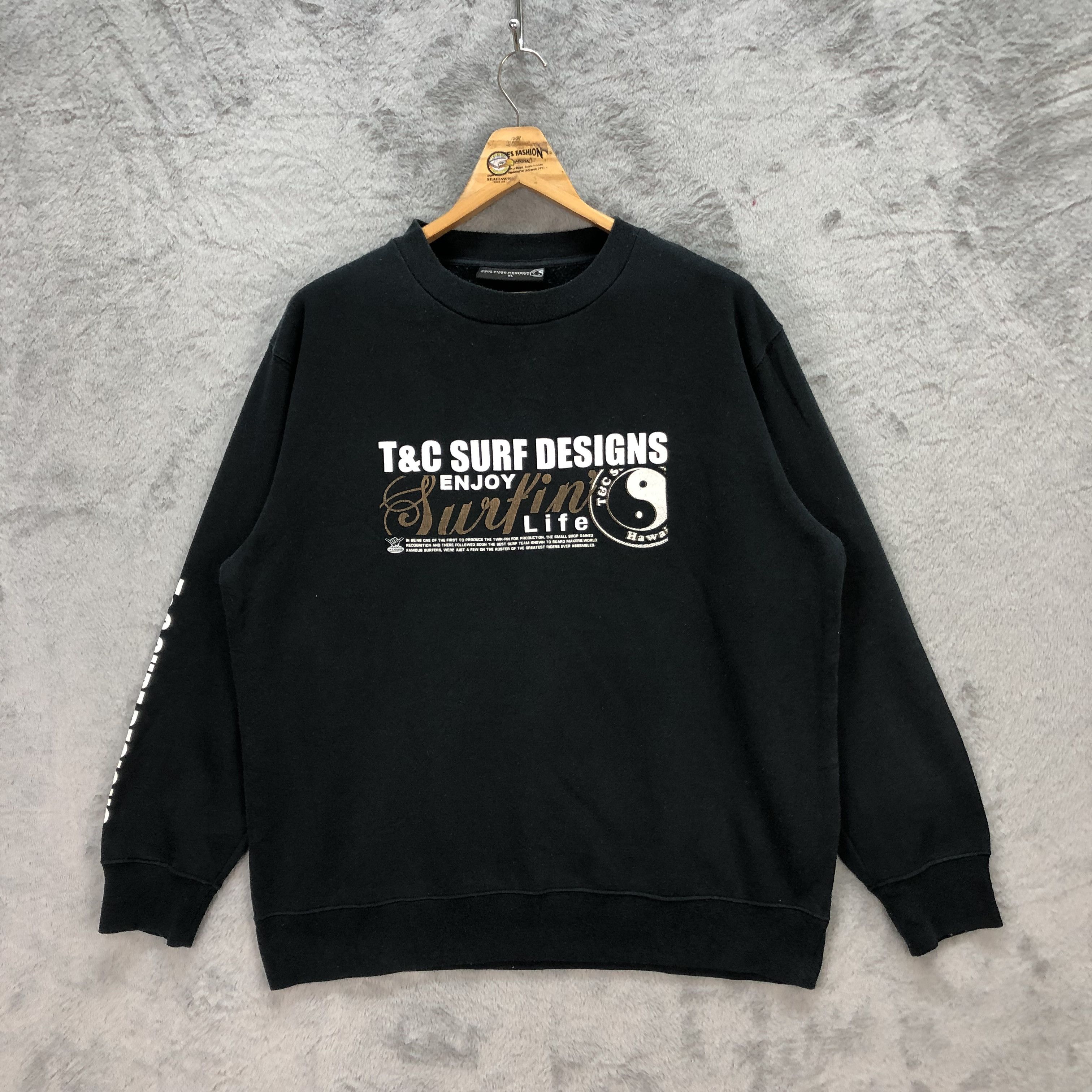 Vintage T&C Surf Design Big Logo Surfwear Sweatshirts #5793-207 Size US XL / EU 56 / 4 - 2 Thumbnail