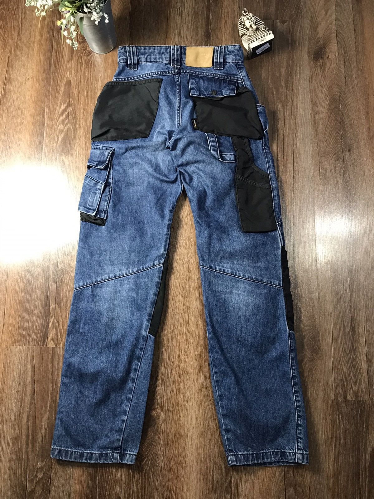 Vintage Vintage Engelbert Strauss Blue Washed Cargo Denim Carhartt Size US 31 - 7 Thumbnail