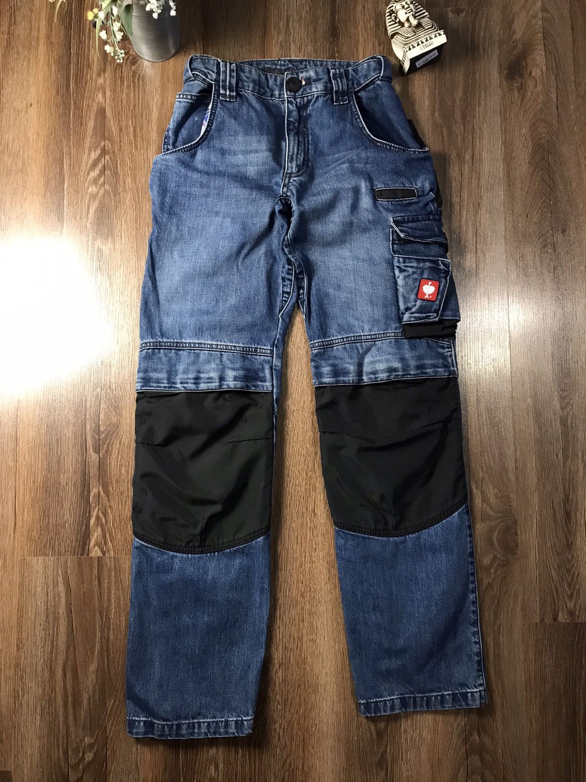 Vintage Vintage Engelbert Strauss Blue Washed Cargo Denim Carhartt Size US 31 - 1 Thumbnail