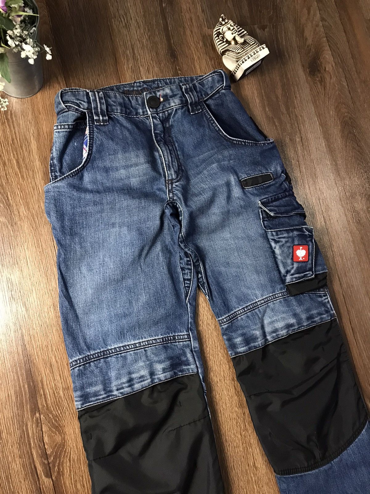 Vintage Vintage Engelbert Strauss Blue Washed Cargo Denim Carhartt Size US 31 - 4 Thumbnail