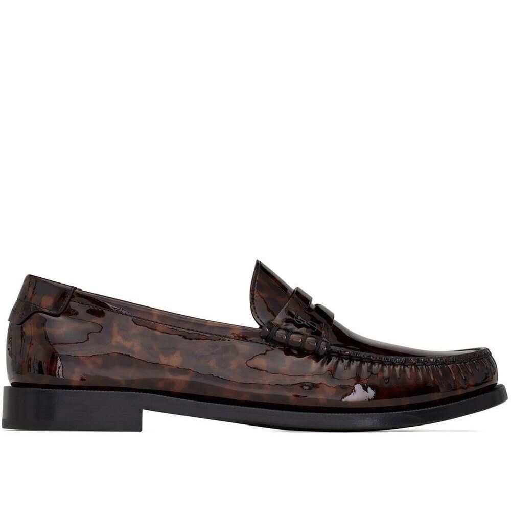 Saint Laurent Le Penny YSL Logo Patent Leather Loafers