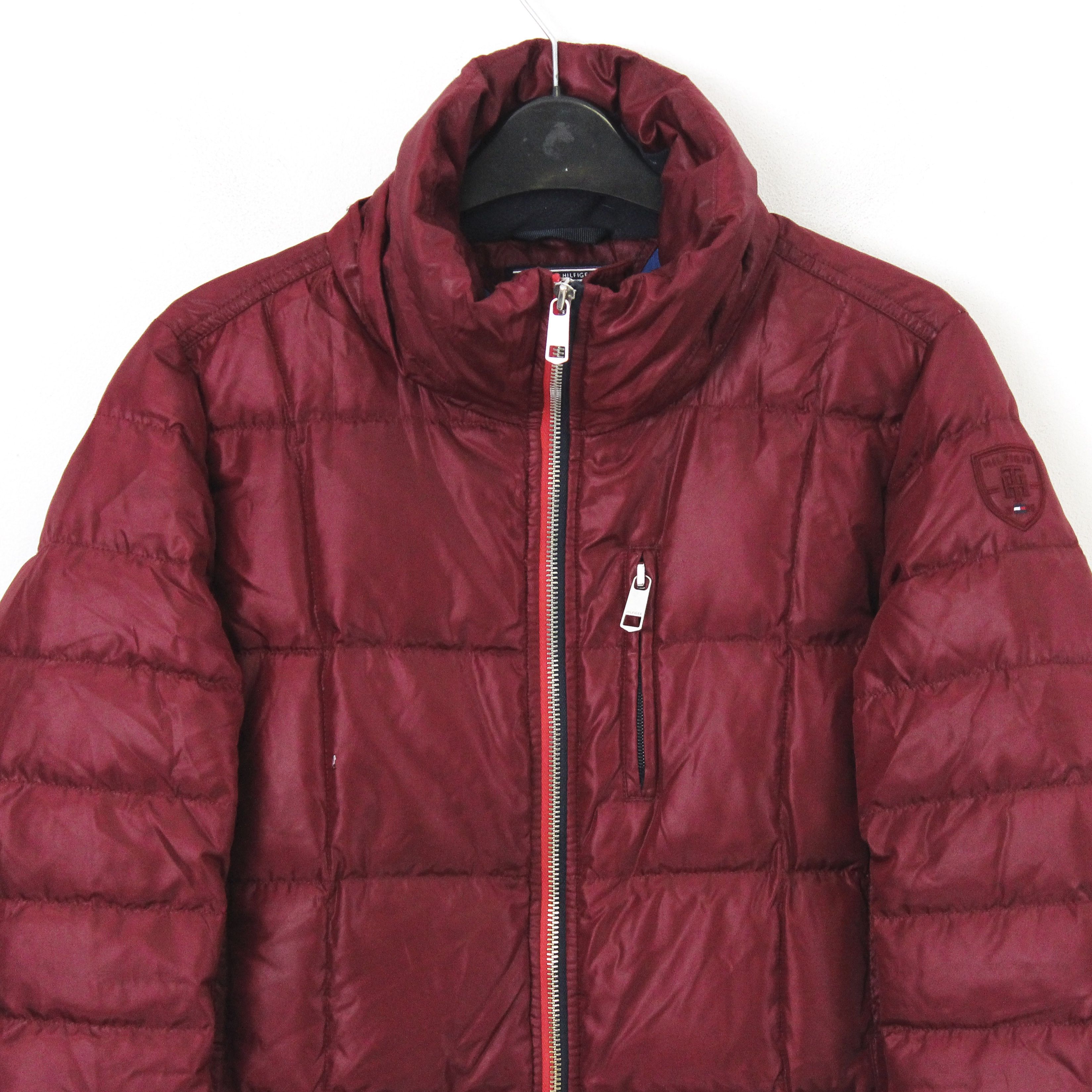 Tommy Hilfiger Puffer Jacket Over Coat Burgundy Padded Winter Warm Zip Size S / US 4 / IT 40 - 2 Thumbnail