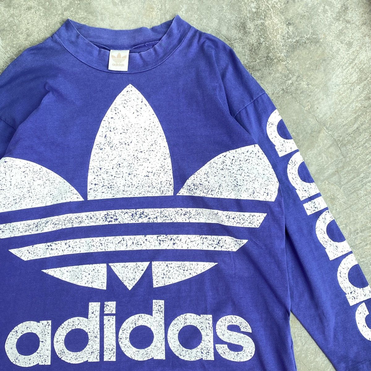 intage 90s Adidas Trefoil Big Logo Long Sleeve