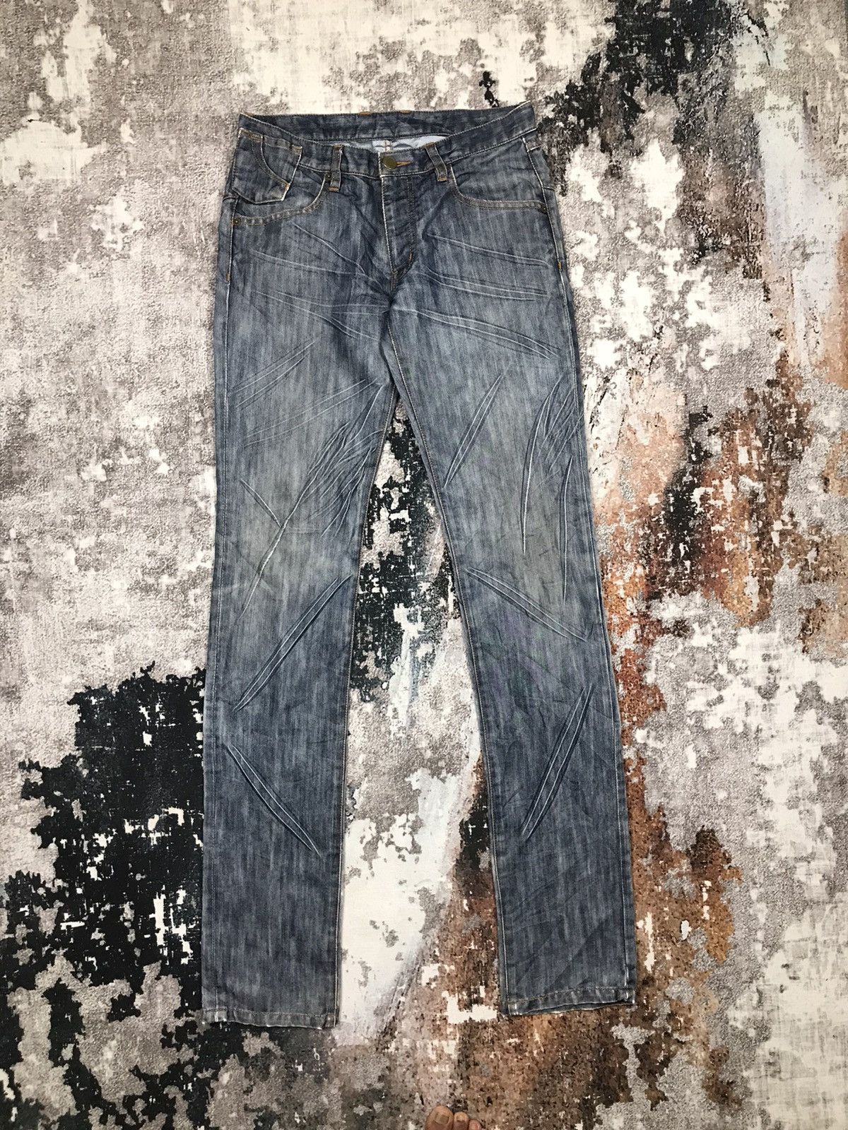 Japanese Brand Vintage Japanese Whole 9 Nice Design Punk Style Denim Jeans Size US 29 - 1 Thumbnail