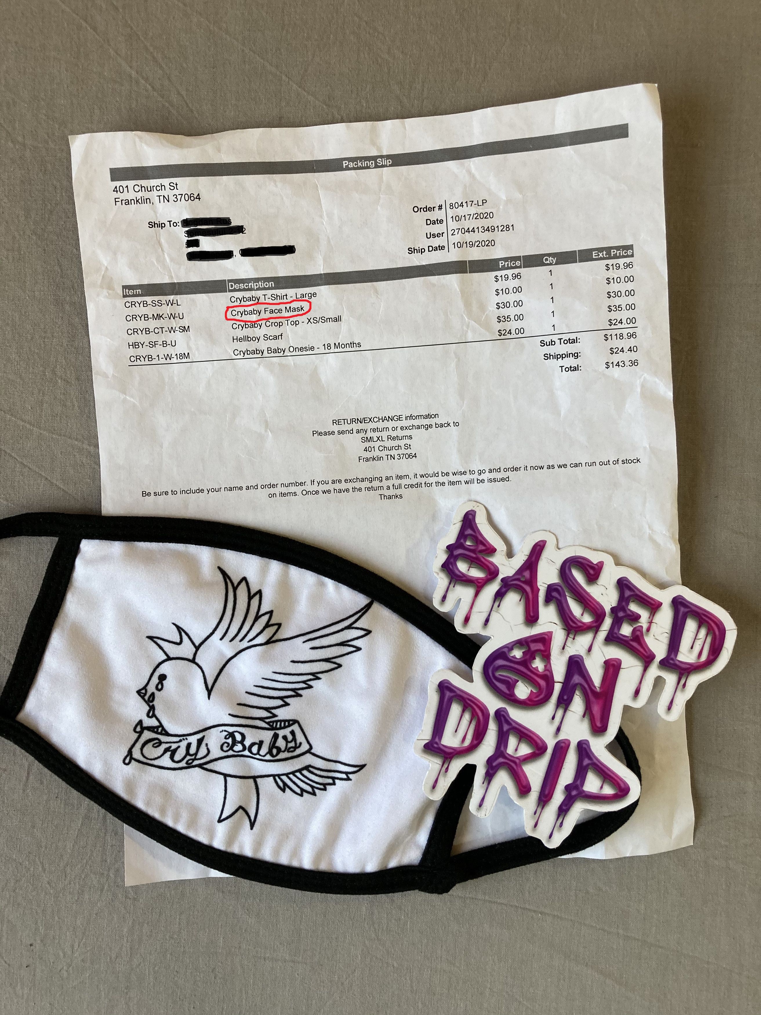 Lil Peep "Crybaby" Facemask Size ONE SIZE - 4 Thumbnail