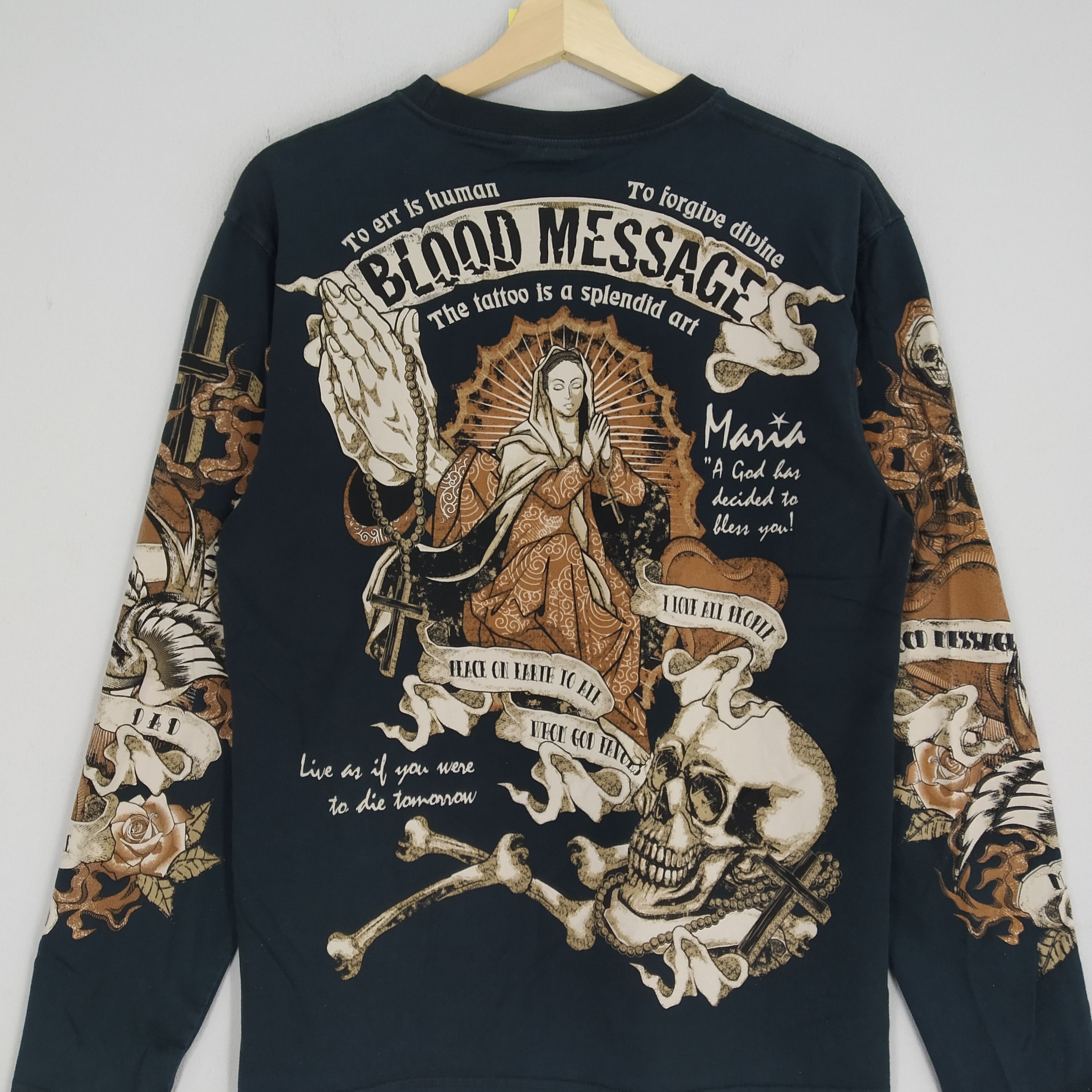 Art Comes First Vintage Blood Message The Tattoo Art Shirt Size US M / EU 48-50 / 2 - 4 Thumbnail