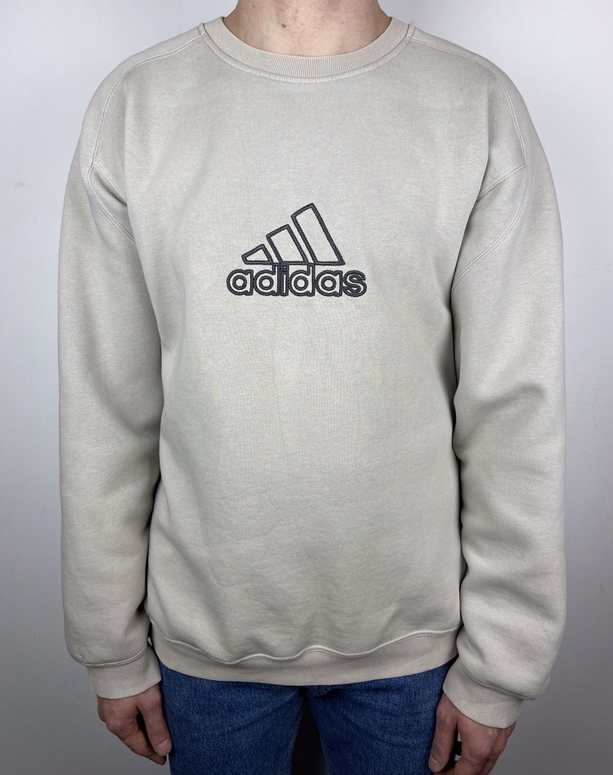 Adidas Vintage Adidas Beige Big Logo Sweatshirt Size US XL / EU 56 / 4 - 14 Thumbnail