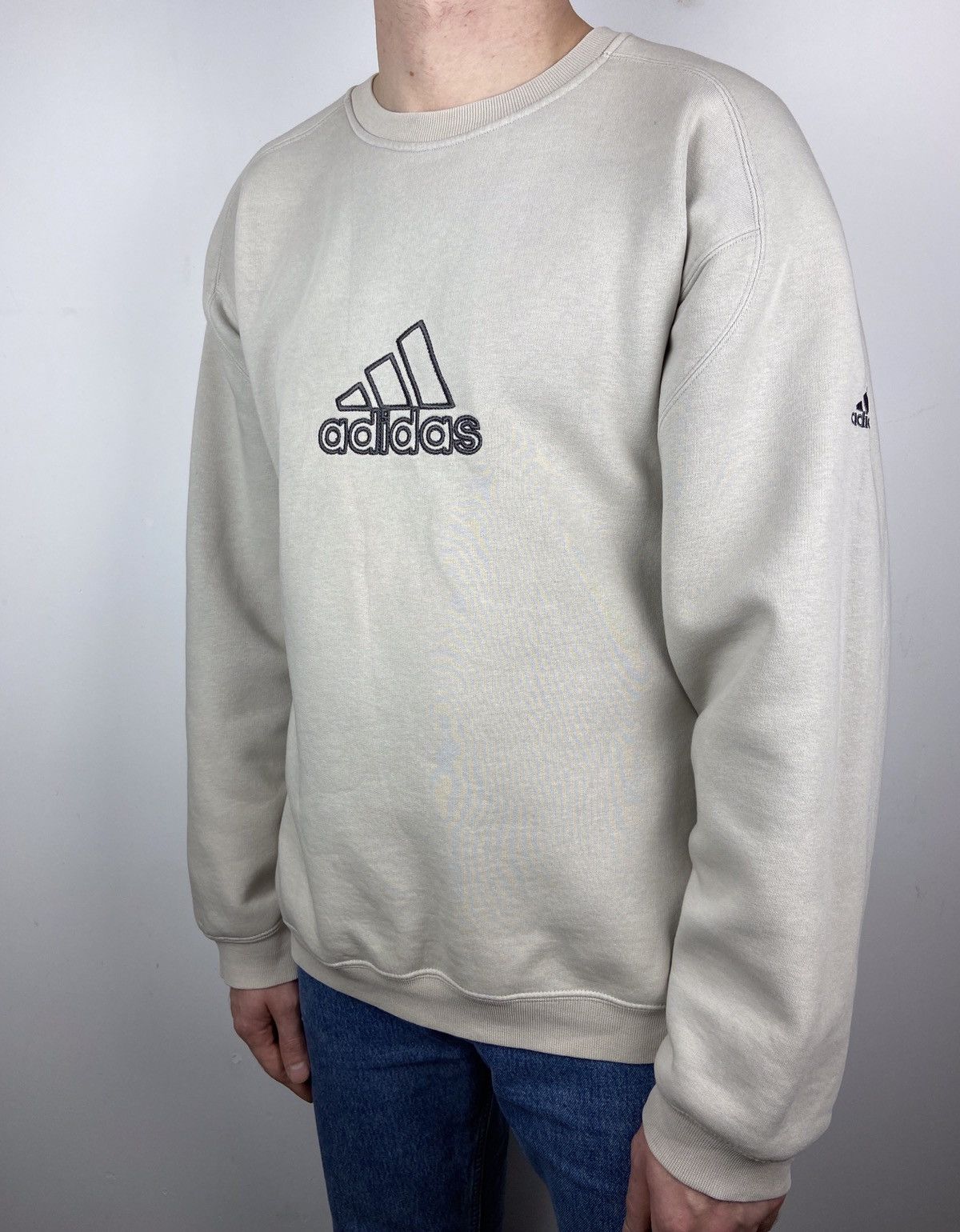 Adidas Vintage Adidas Beige Big Logo Sweatshirt Size US XL / EU 56 / 4 - 13 Thumbnail
