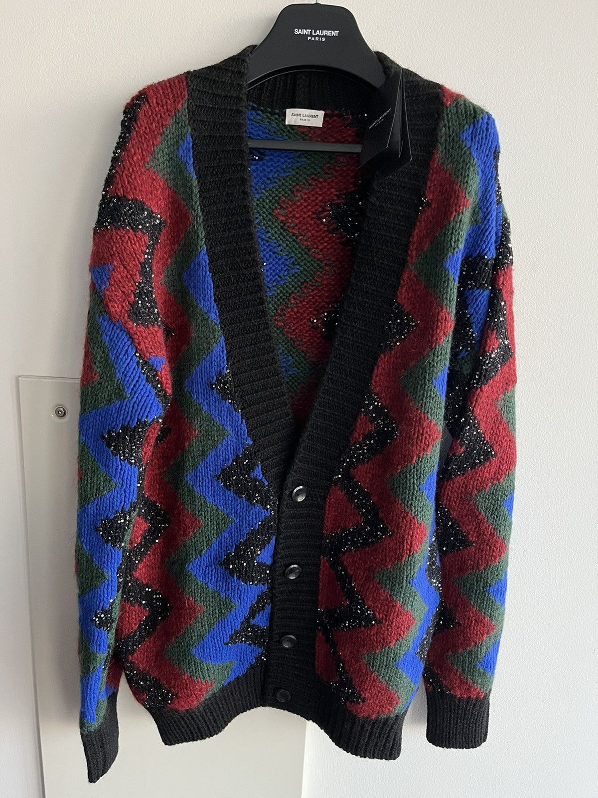 Hedi Slimane × Saint Laurent Paris × Yves Saint Laurent SuperRunway $2,800 Value Celebrity Glitter Cardigan Sweater Size US L / EU 52-54 / 3 - 15 Thumbnail