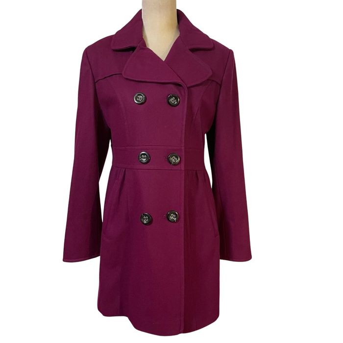 Other Dress Barn Pea Coat Medium Berry Purple Double Breasted Coat