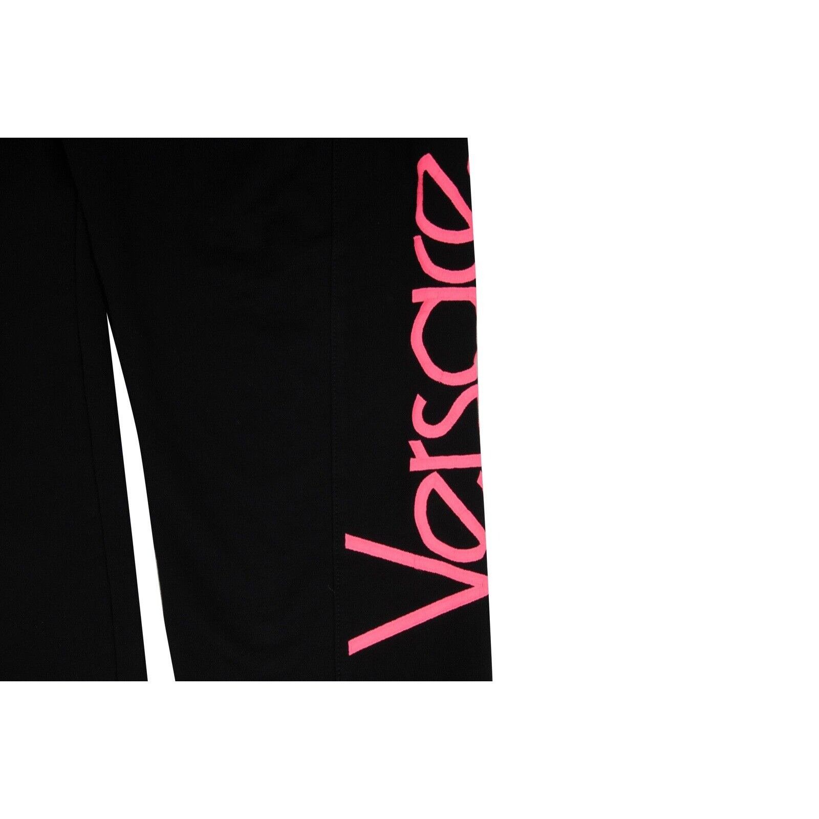 Versace Black Pink Logo Drawstring Sweat Pants Joggers - 01449 Size US 28 / EU 44 - 3 Thumbnail
