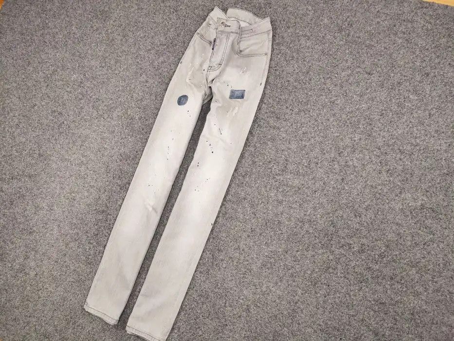 Japanese Brand Designer My Brand Slim Jeans Distressed Paint Gray Denim Size US 33 - 2 Thumbnail