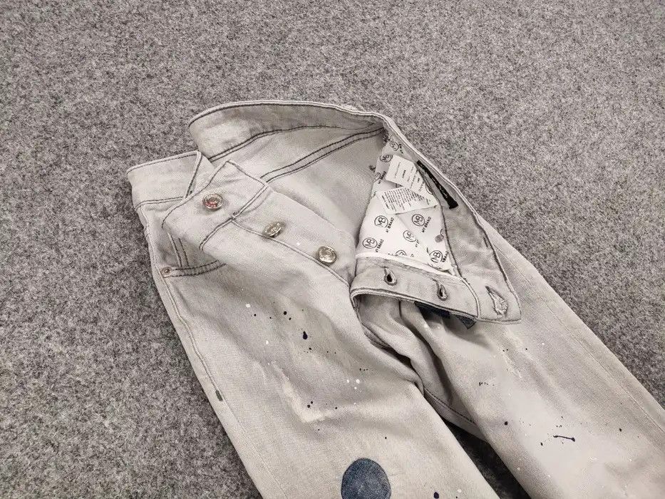 Japanese Brand Designer My Brand Slim Jeans Distressed Paint Gray Denim Size US 33 - 8 Thumbnail