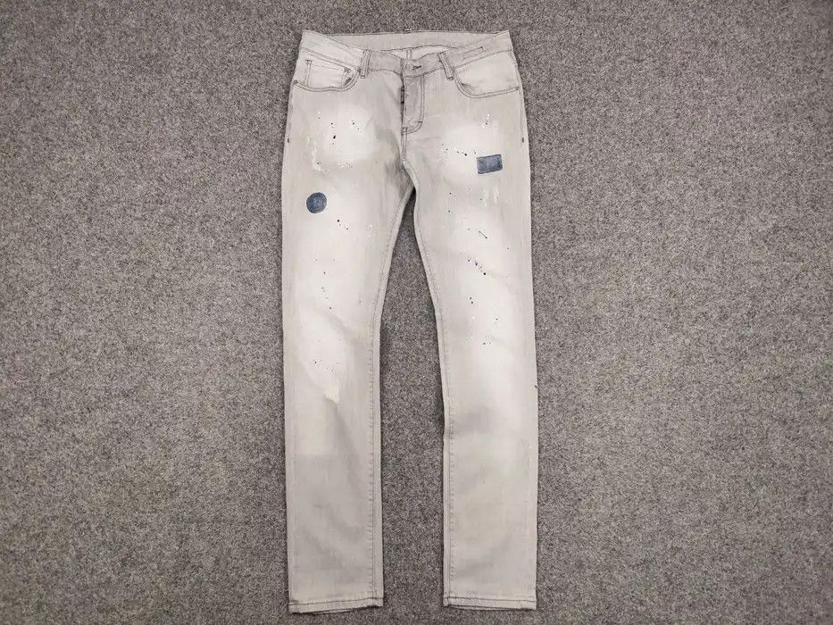 Japanese Brand Designer My Brand Slim Jeans Distressed Paint Gray Denim Size US 33 - 7 Thumbnail