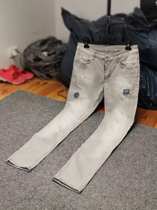 Japanese Brand Designer My Brand Slim Jeans Distressed Paint Gray Denim Size US 33 - 10 Thumbnail