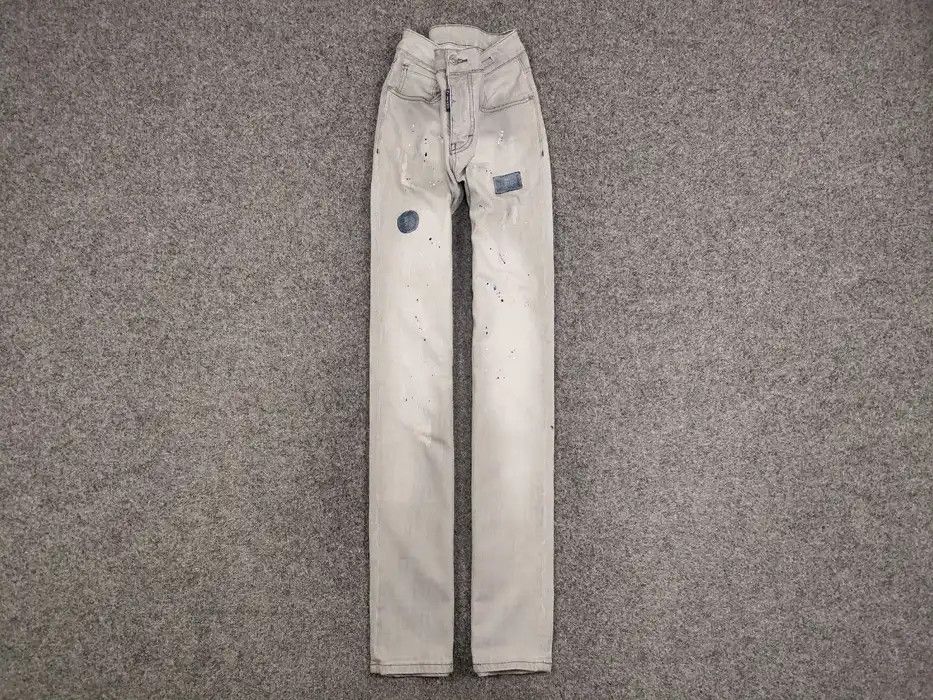 Japanese Brand Designer My Brand Slim Jeans Distressed Paint Gray Denim Size US 33 - 1 Thumbnail