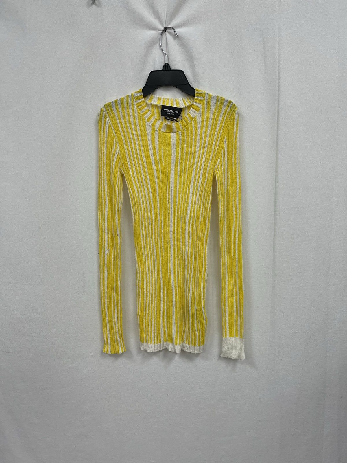 Calvin Klein 205W39NYC Stripe Rib Knit Sweater In Yellow