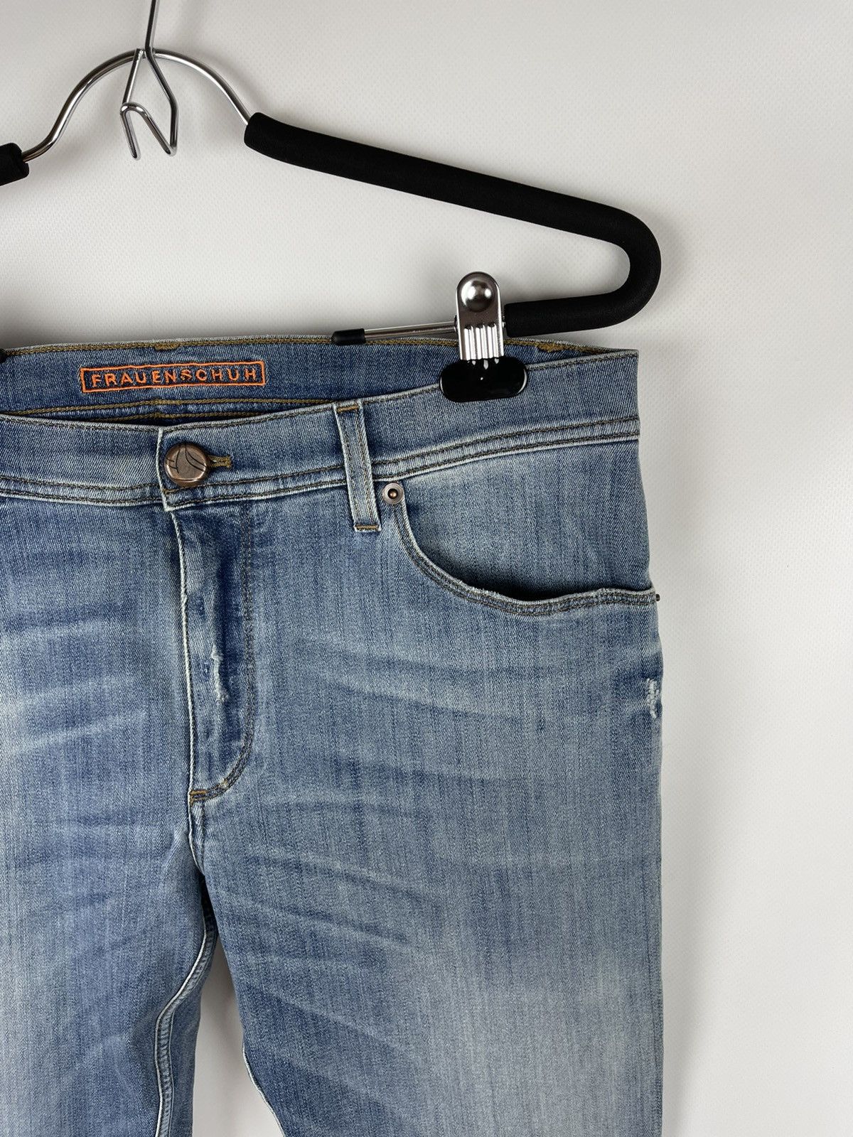 Frauenschuh RRP $450! Frauenschuh blue distressed denim jeans pants Size US 27 - 7 Thumbnail