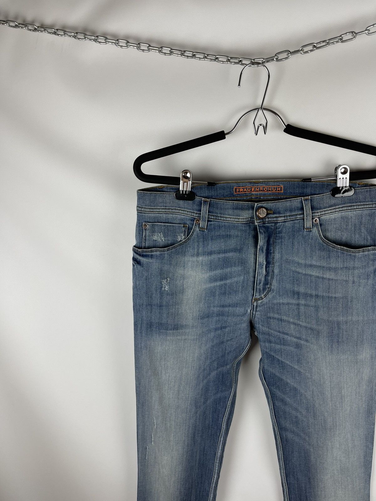 Frauenschuh RRP $450! Frauenschuh blue distressed denim jeans pants Size US 27 - 3 Thumbnail