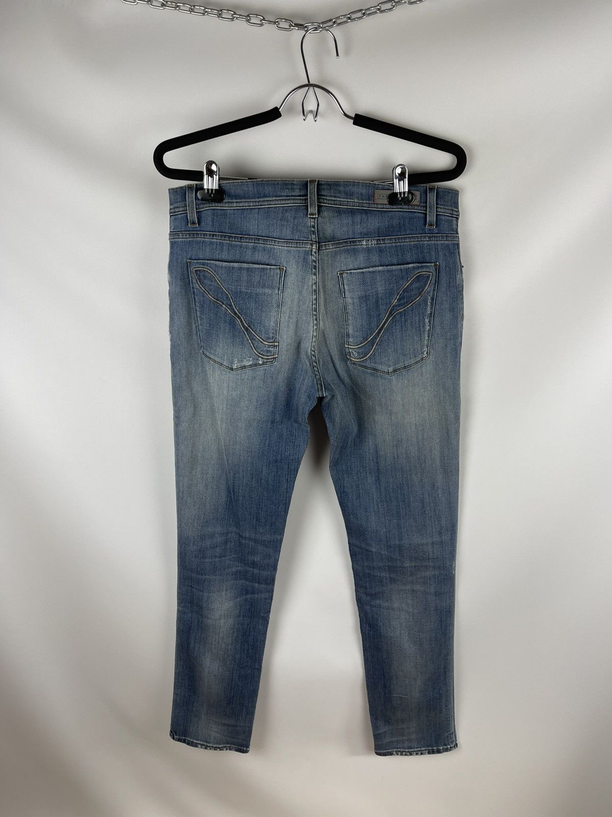 Frauenschuh RRP $450! Frauenschuh blue distressed denim jeans pants Size US 27 - 2 Thumbnail