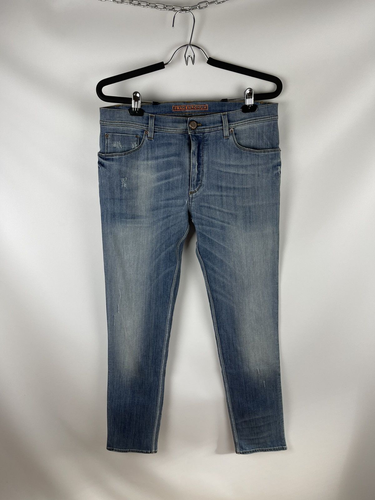 Frauenschuh RRP $450! Frauenschuh blue distressed denim jeans pants Size US 27 - 1 Thumbnail