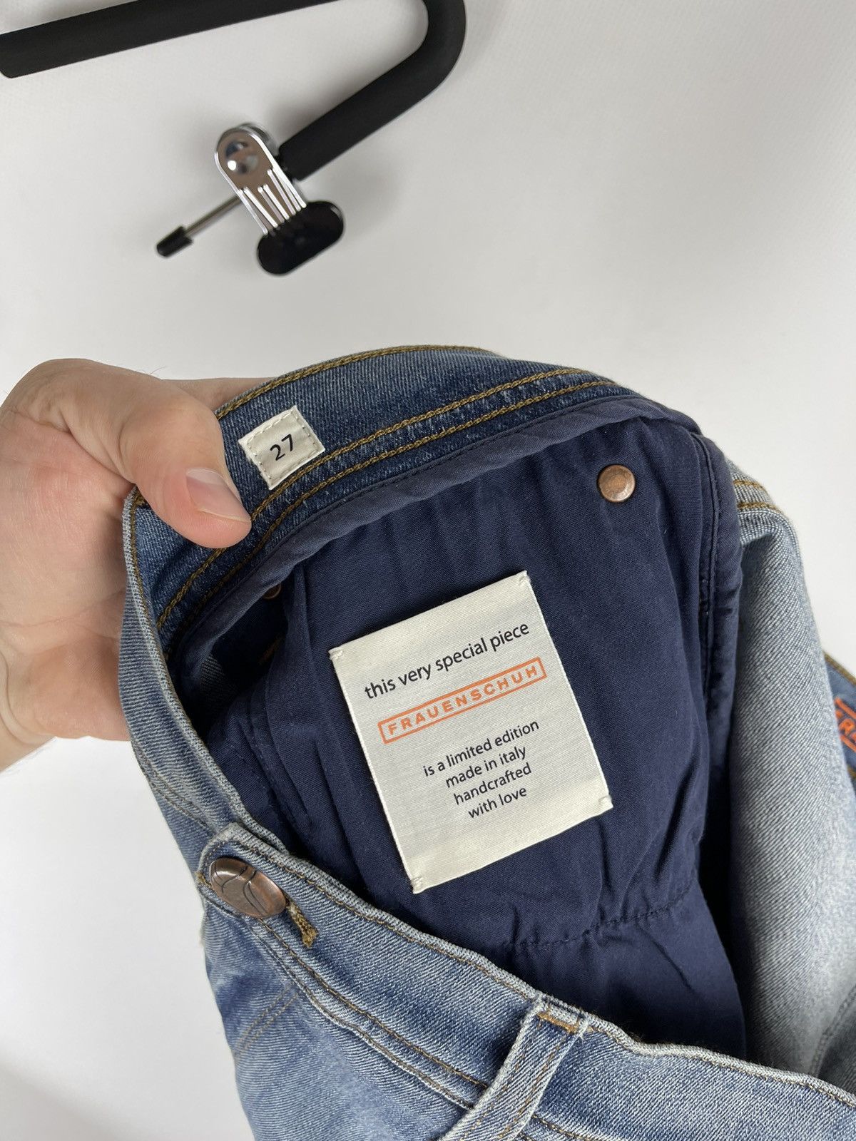Frauenschuh RRP $450! Frauenschuh blue distressed denim jeans pants Size US 27 - 14 Thumbnail