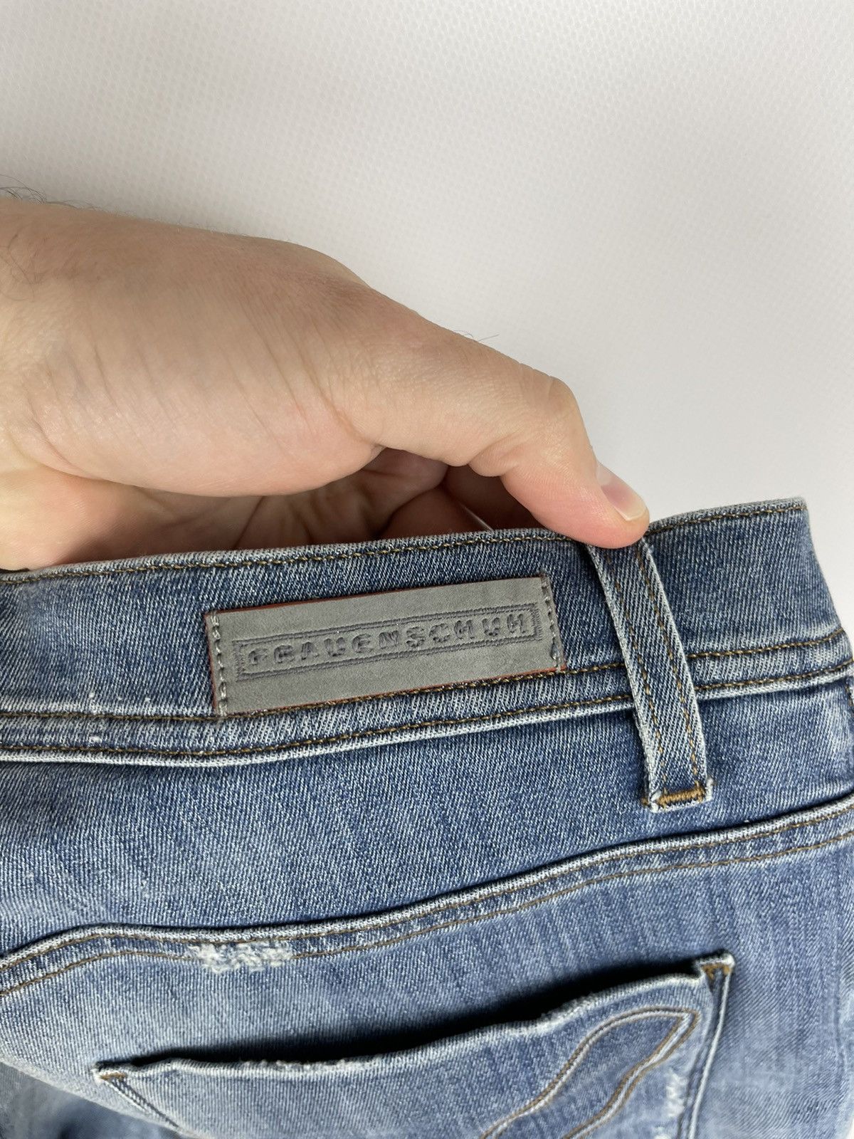 Frauenschuh RRP $450! Frauenschuh blue distressed denim jeans pants Size US 27 - 12 Thumbnail