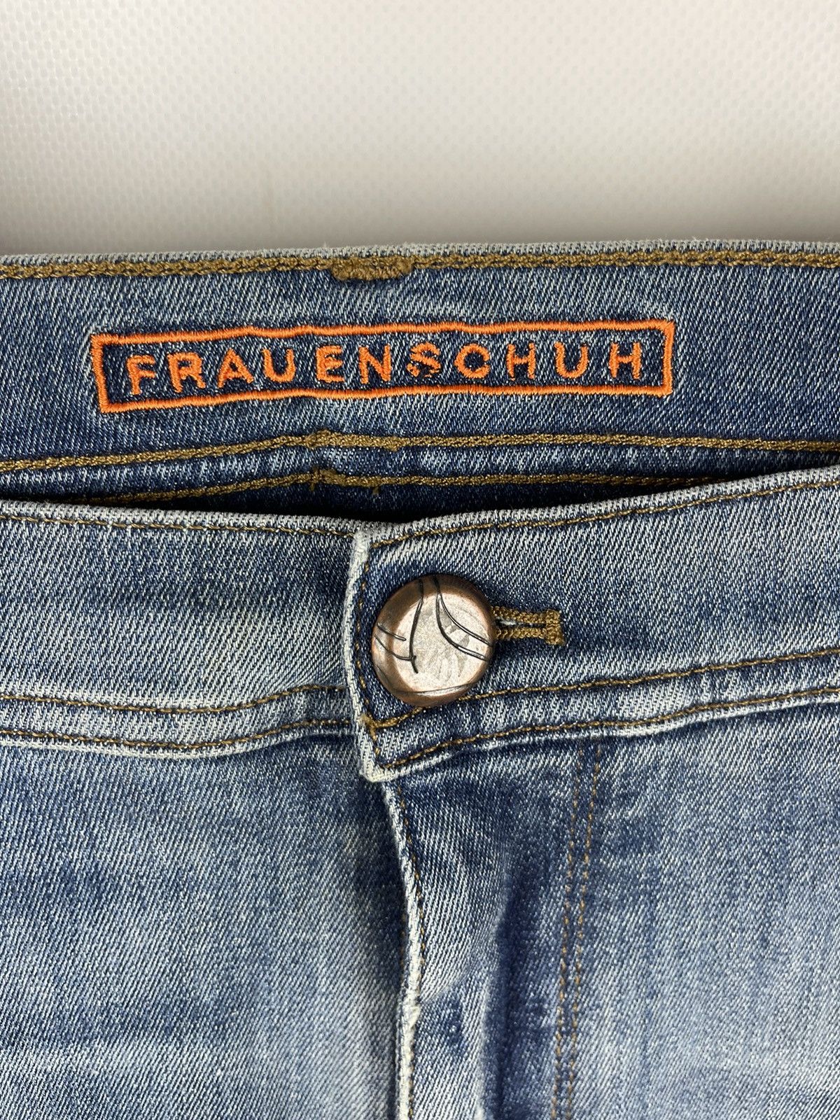 Frauenschuh RRP $450! Frauenschuh blue distressed denim jeans pants Size US 27 - 8 Thumbnail