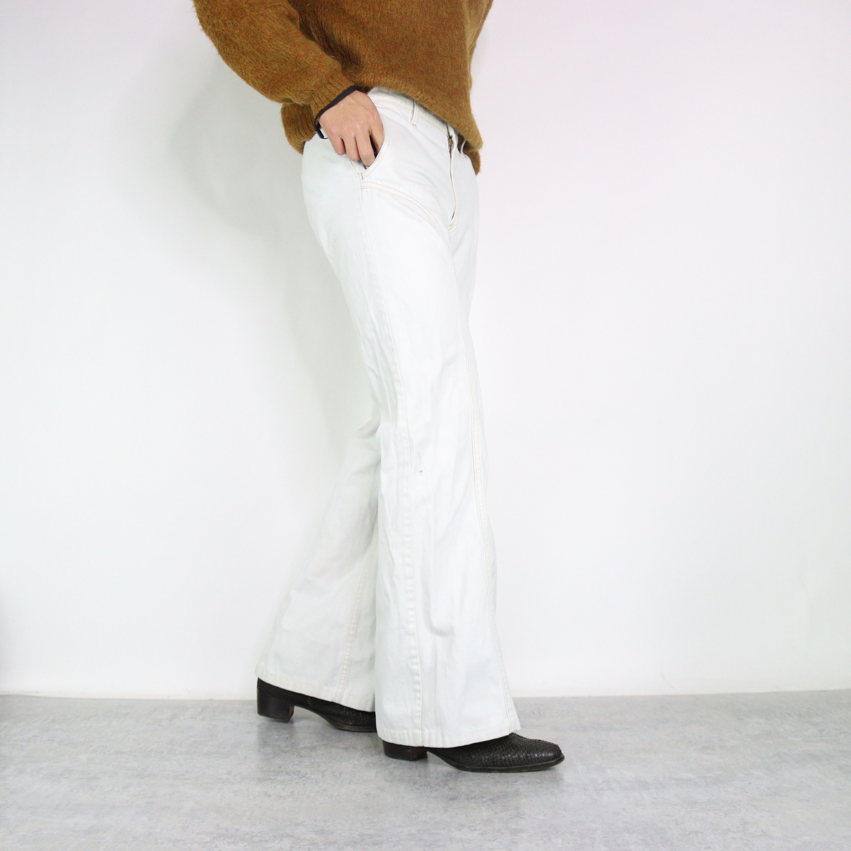 Levi's × Vintage 70s Levi's White Flared Pleat Denim BIN2 Size US 30 / EU 46 - 3 Thumbnail
