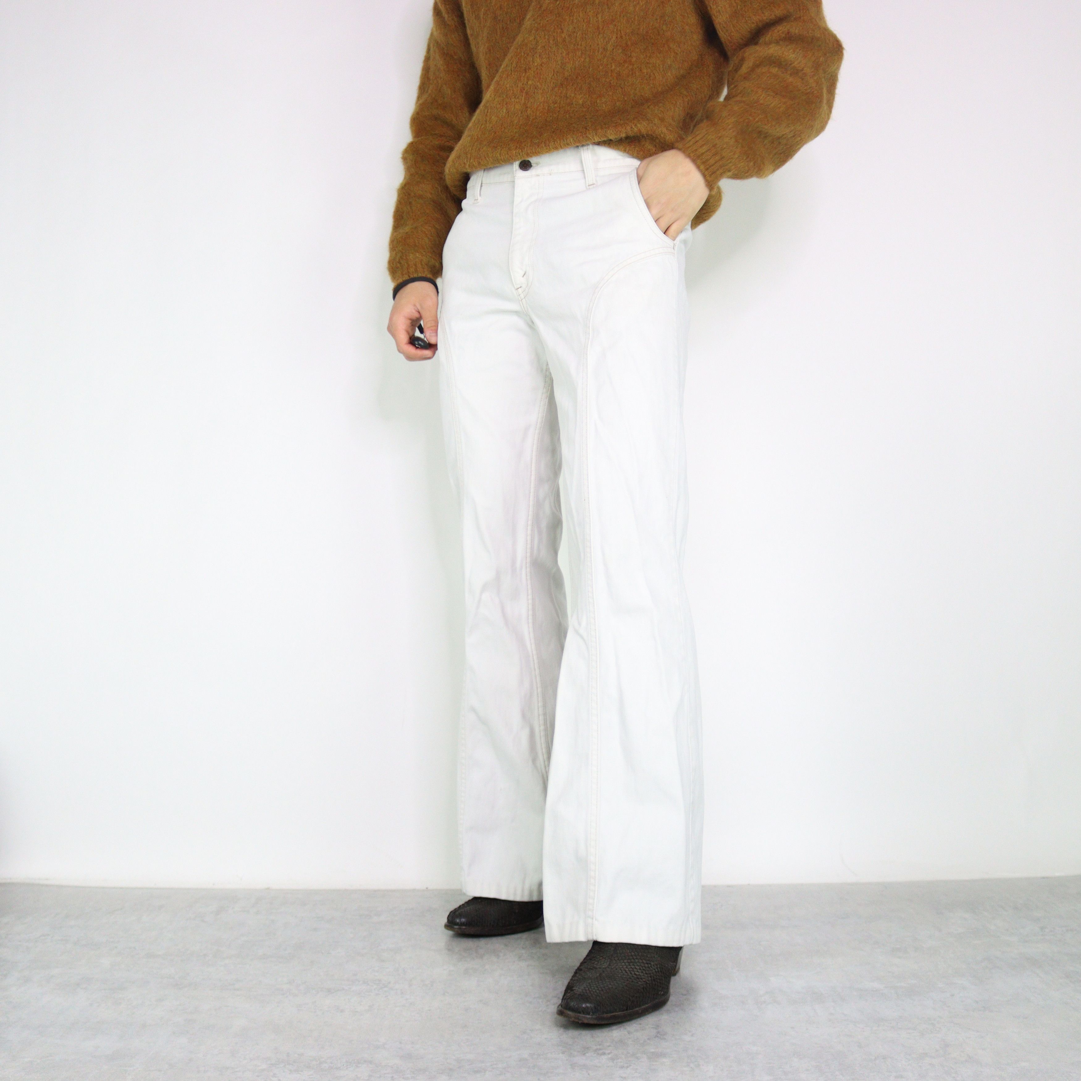 Levi's × Vintage 70s Levi's White Flared Pleat Denim BIN2 Size US 30 / EU 46 - 2 Thumbnail