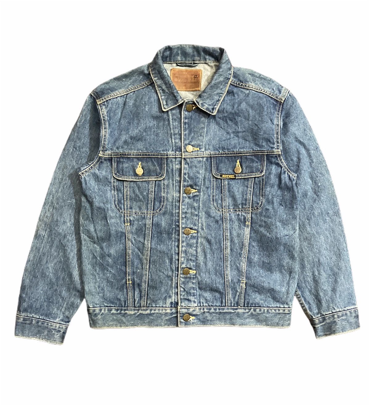 Japanese Brand Vintage Blue Way Trucker Denim Jackets Size US L / EU 52-54 / 3 - 3 Thumbnail
