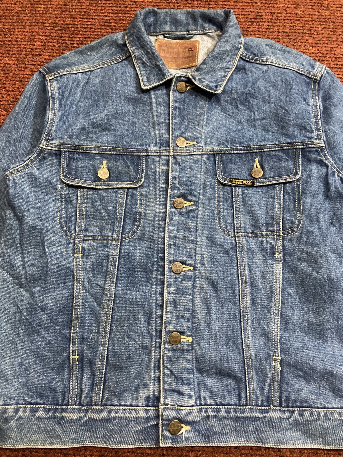Japanese Brand Vintage Blue Way Trucker Denim Jackets Size US L / EU 52-54 / 3 - 6 Thumbnail