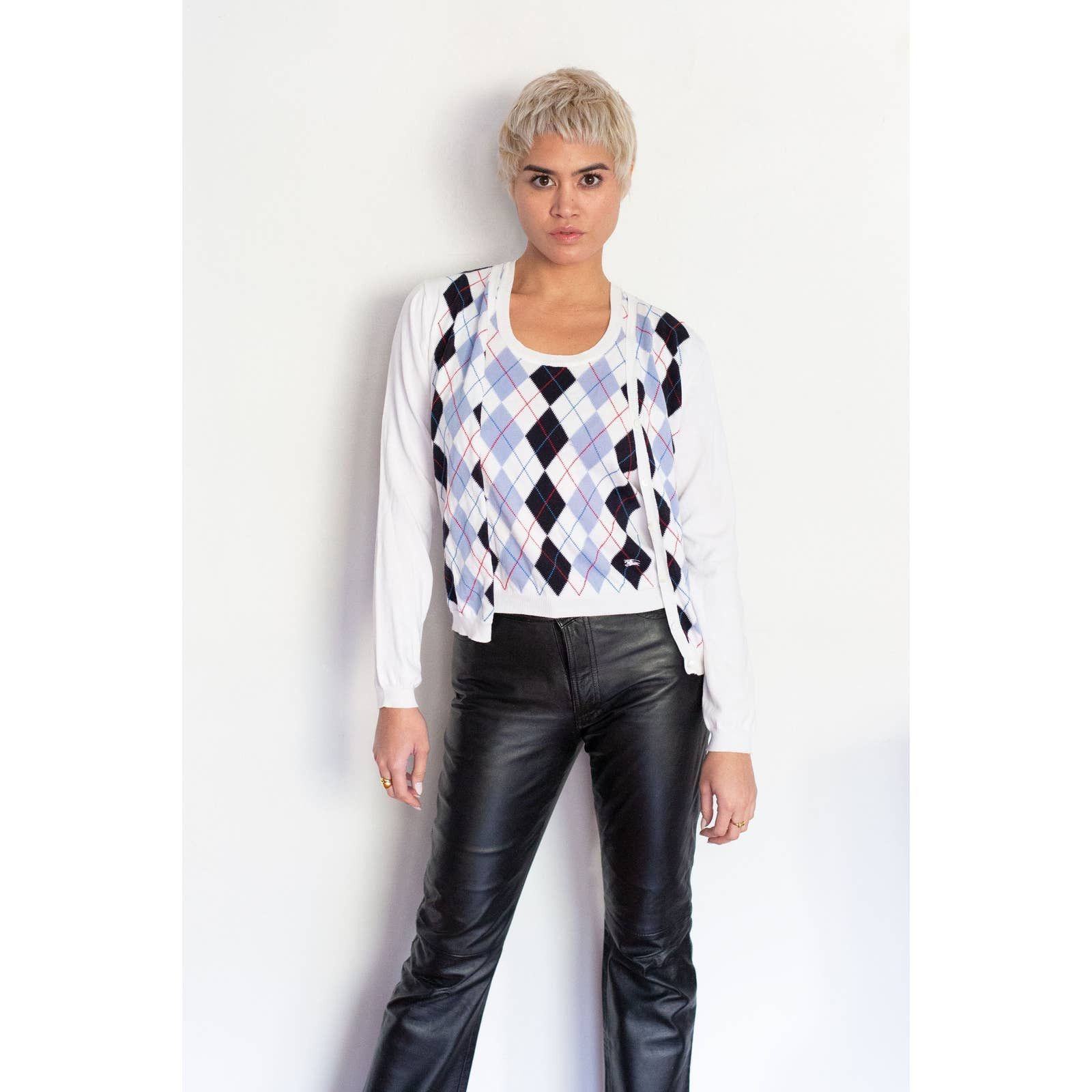 Vintage BURBERRY Deadstock Argyle Stripe Tank Sweater Set